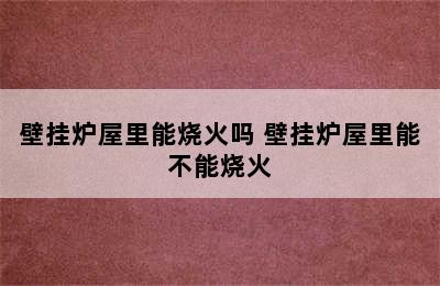 壁挂炉屋里能烧火吗 壁挂炉屋里能不能烧火